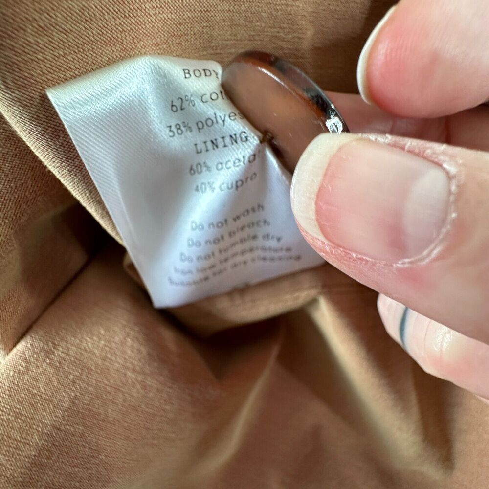 Aeron Delray Dusty Peach Iridescent Sleeveless Button Trench Coat Welt Pockets - Picture 11 of 13